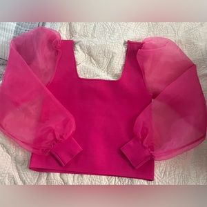 NWT House of Harlow 1960 Chifon Sleeve Bodycon Top